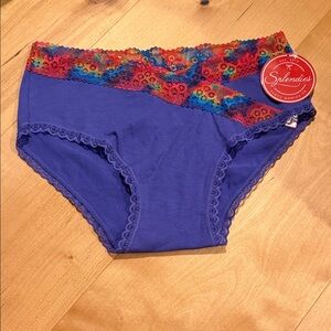 Splendies Women's Purple Hipster Panty with Rainbow Lace Trim